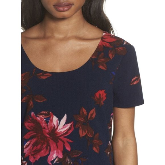 Charles Henry Nordstrom Floral Shift Dress Navy S - Picture 4 of 10